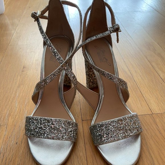 Glitter, Heels, Block Heel, Wedding Shoe - Picture 1 of 2